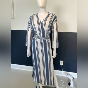blue and white striped dress